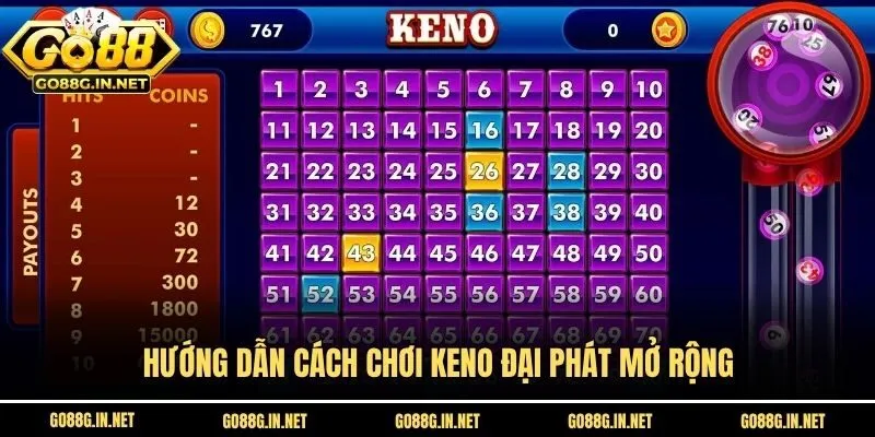 Hướng dẫn cách chơi Keno Đại Phát mở rộng